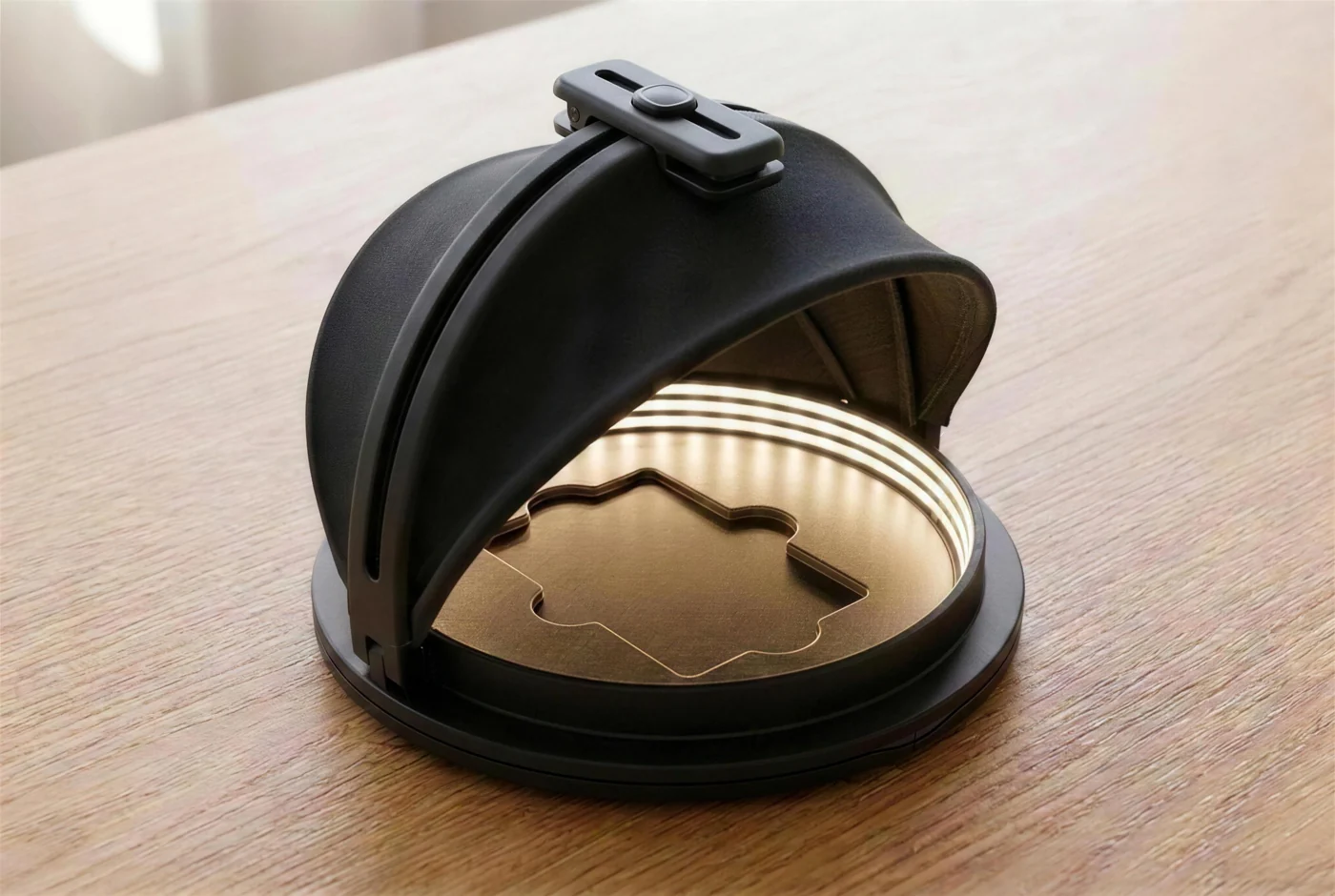 CardChecker pocket capture studio — a fold-flat dome that lights every card the same way